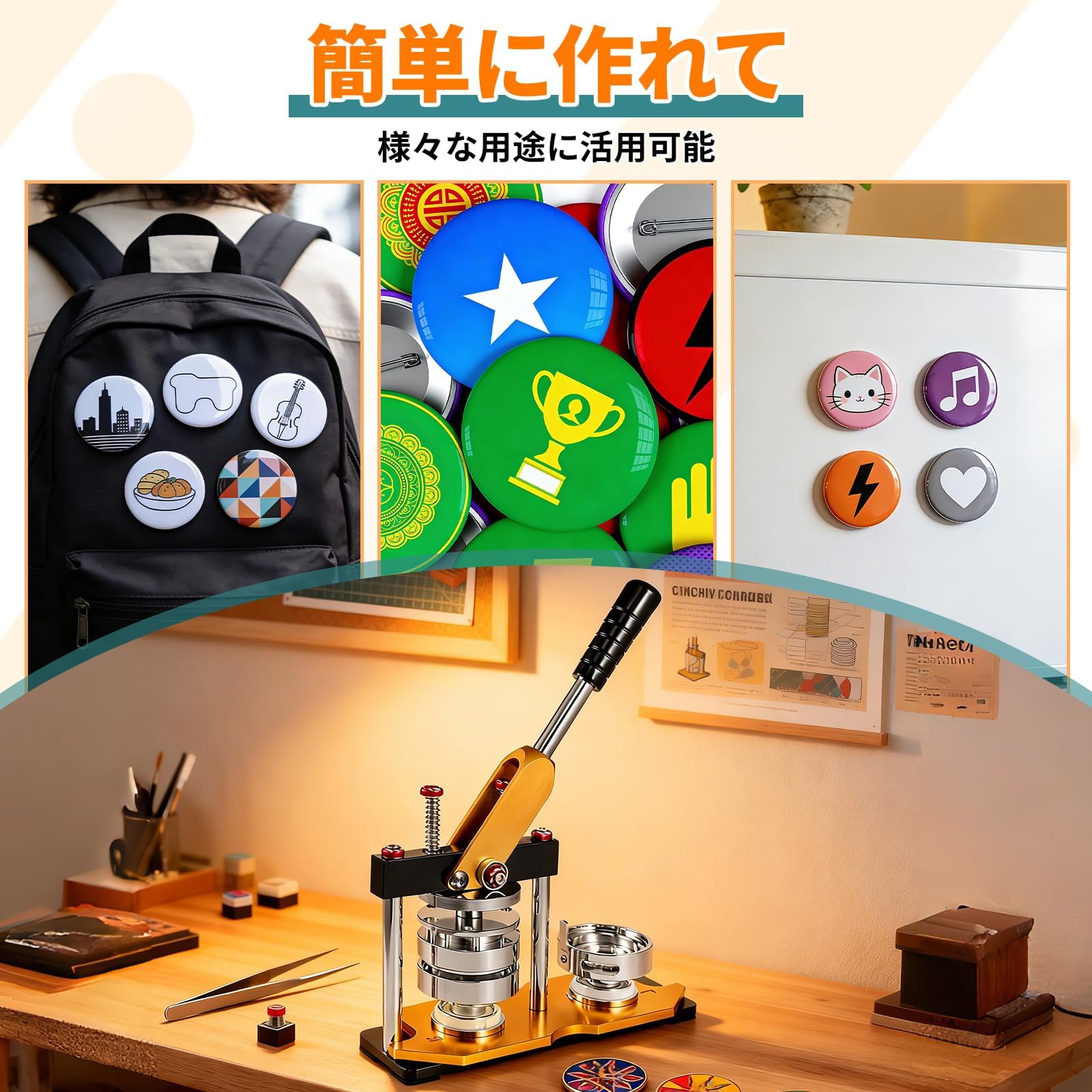 Amazon | NODIBRO 缶バッジマシン 44mm 缶バッジメーカー DIY制作